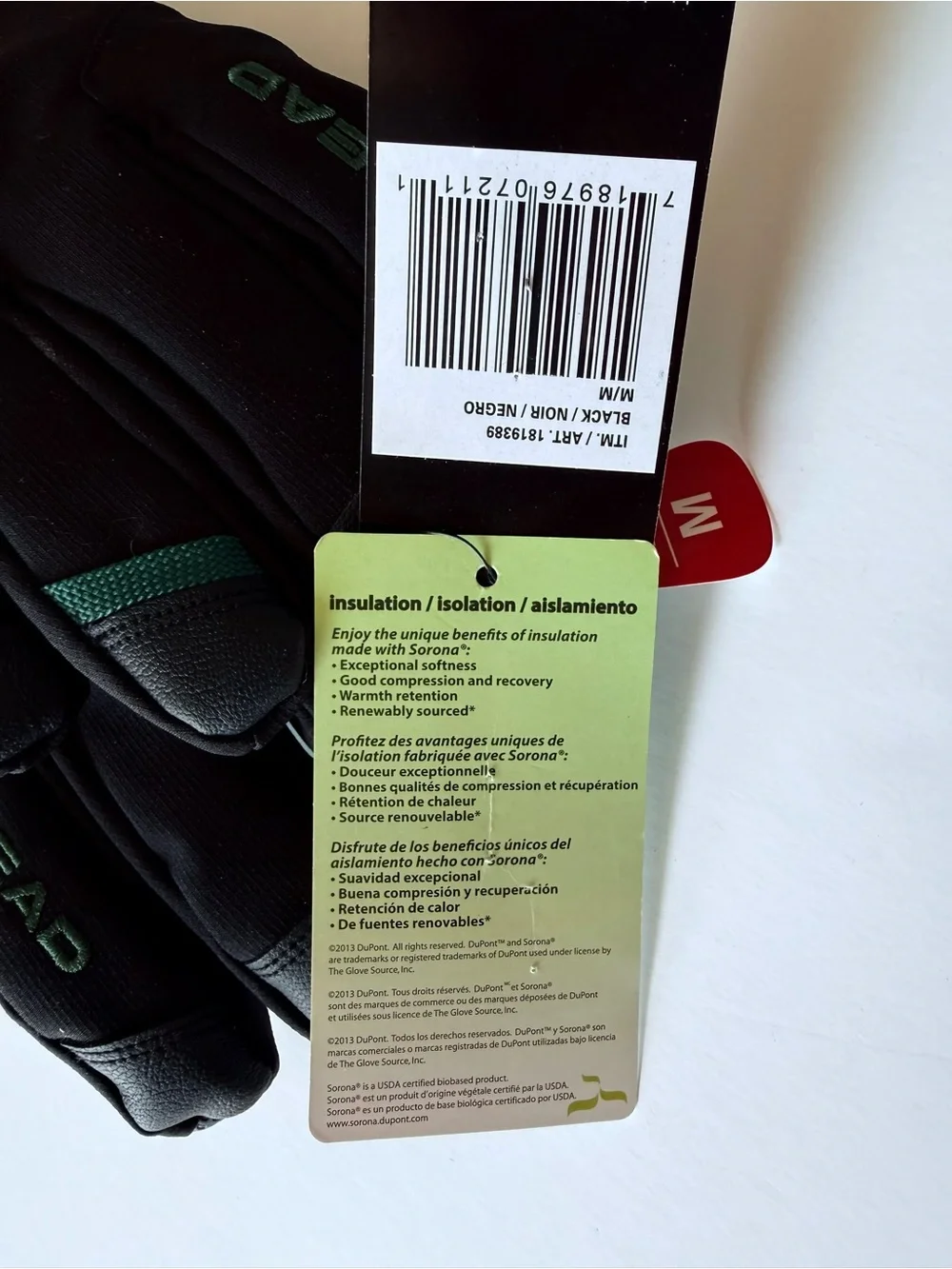 HEAD Women's Ski Gloves Black Medium DuPont Sorona Insulation Cold Weather New